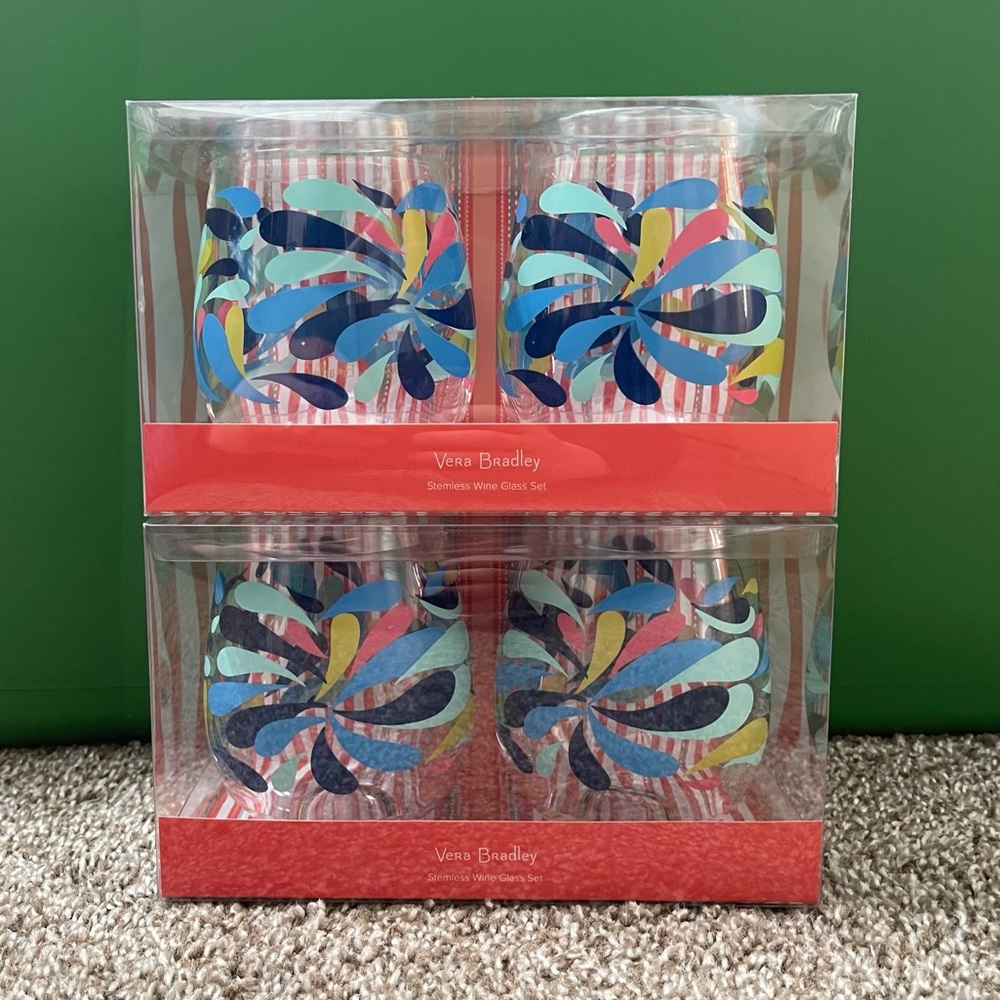 Vera Bradley Stemless Wine Glass Set